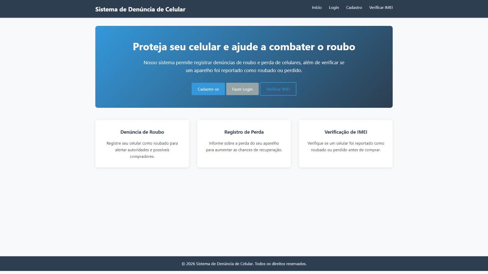 Sistema de Denúncia de Celular